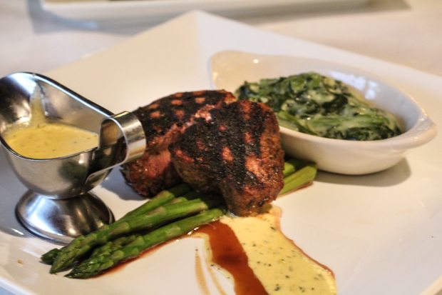 Filet Mignon with Cream Spinach Saltwater Cafe Venice FL Restaurant Review