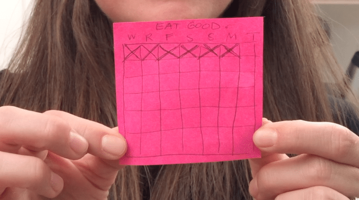 image of a sticky notes with 42 boxes and 6 crosses