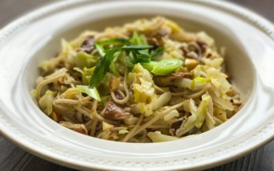 Cabbage and Mushroom Buckwheat Pasta | Vegan